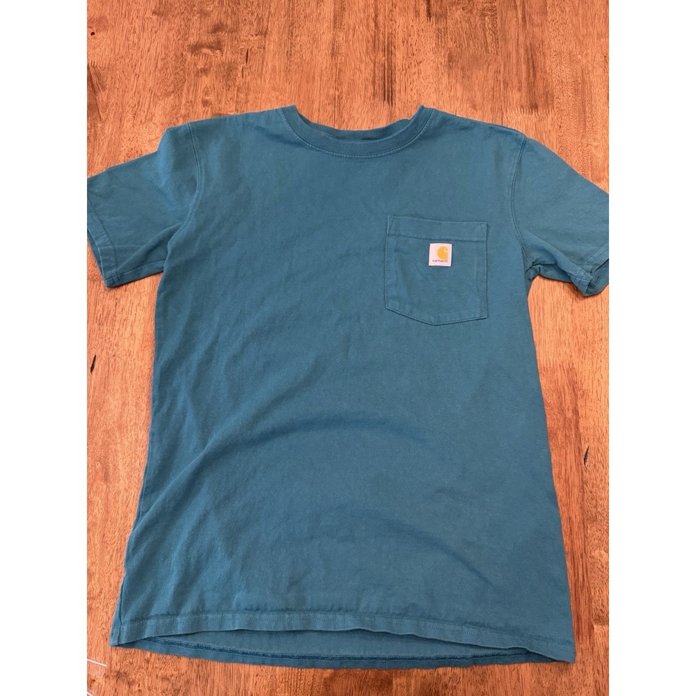 Carhartt Women's K87 Heavyweight Pocket T-Shirt XS Loose Fit Shaded Spruce Blue